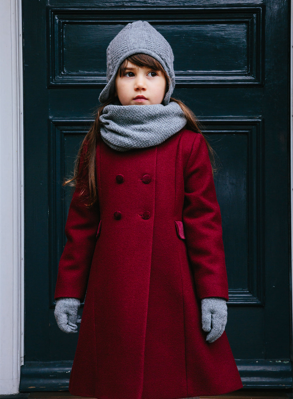 Trotters Heritage Girls' Classic Coat in Burgundy