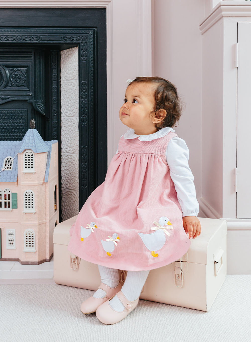 Dusty pink 2024 pinafore dress