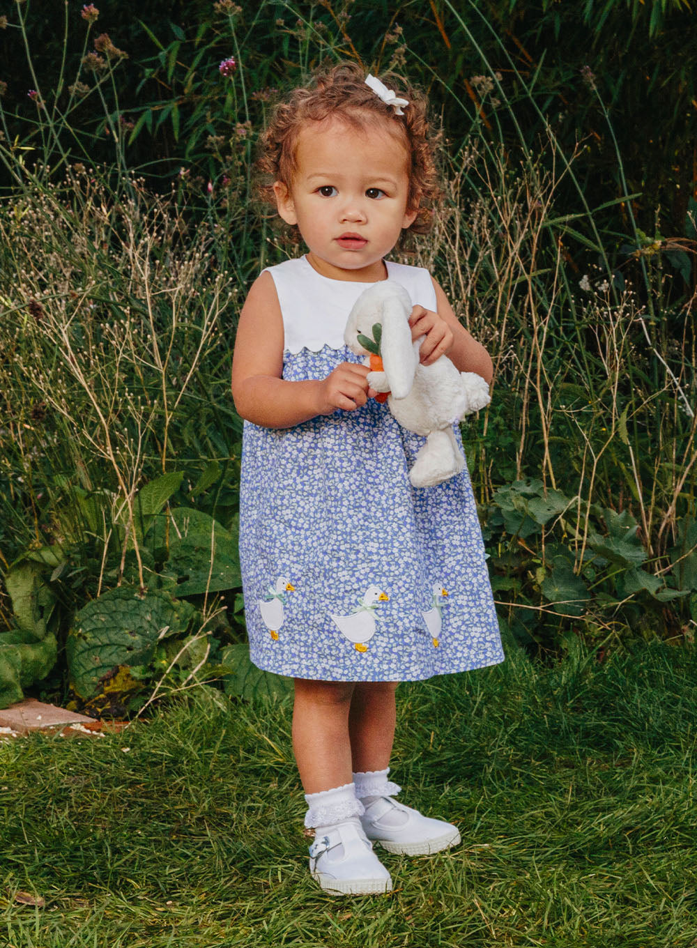 Confiture Baby Floral Duck Dress in Miniature Blue Floral