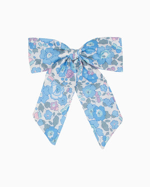 Long Bow Hair Clip in Blue Betsy