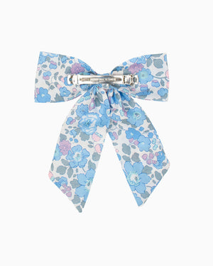 Long Bow Hair Clip in Blue Betsy