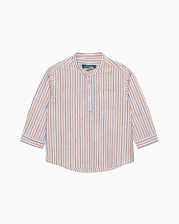 Baby Oscar Shirt in Orange/Blue Stripe