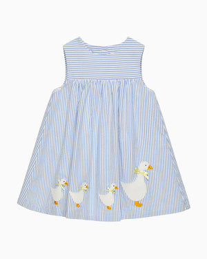 Baby Duck Pinafore in Blue Stripe