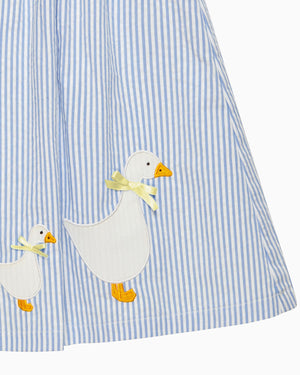 Baby Duck Pinafore in Blue Stripe