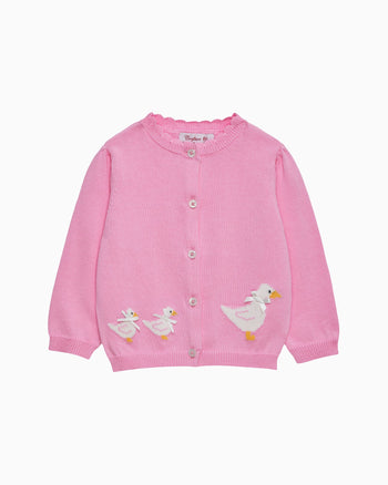 Baby Duck Cardigan in Bright Pink