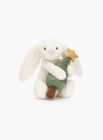 Jellycat Bashful Bunny with Christmas Tree