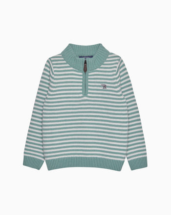 Calum Half-Zip Sweater in Sage Stripe