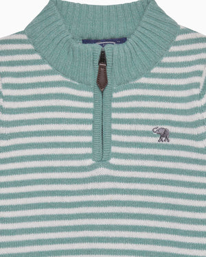 Calum Half-Zip Sweater in Sage Stripe