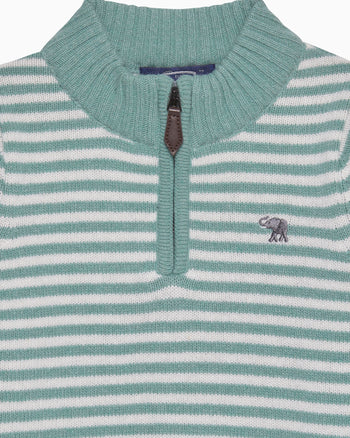 Calum Half-Zip Sweater in Sage Stripe