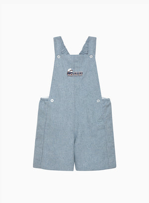 Baby Alfie Bib Shorts in Pale Blue Flannel