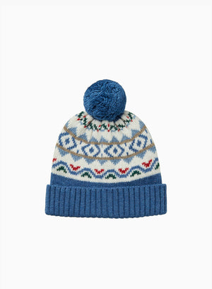 Baby Frankie Beanie in Denim Blue Fair Isle