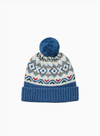 Baby Frankie Beanie in Denim Blue Fair Isle