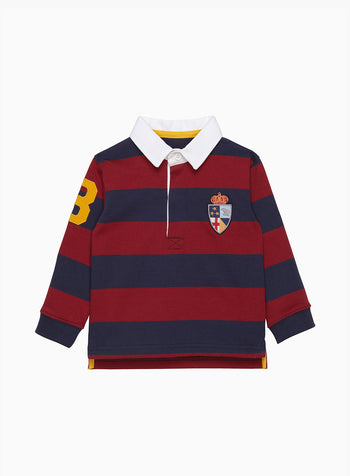Baby Nicholas Rugby Shirt in Navy/Red Stripes