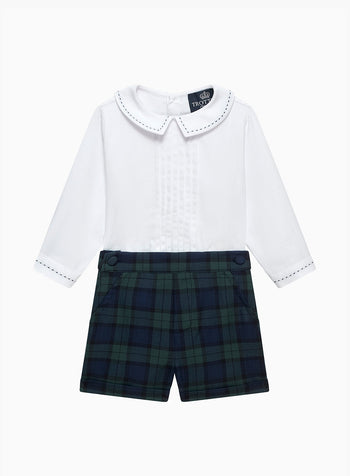 The Rupert Set in White/Navy Tartan