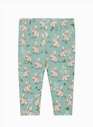 Baby Jersey Leggings in Pale Green Bunny