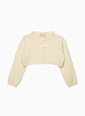 Baby Martha Velvet Bow Cropped Cardigan