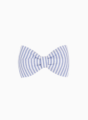 Bow Hair Clip in Blue Seersucker