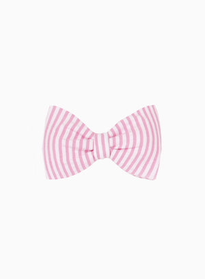 Bow Hair Clip in Pink Seersucker