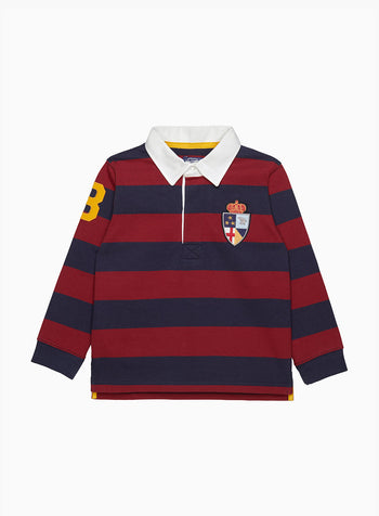 Nicholas Rugby Shirt in Navy/Red Stripes