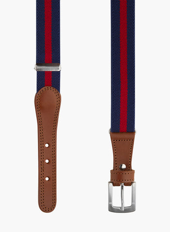 Elasticated Belt in Navy/Red Stripe