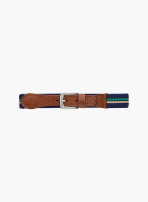 Elasticated Belt in Navy/Sage Stripe