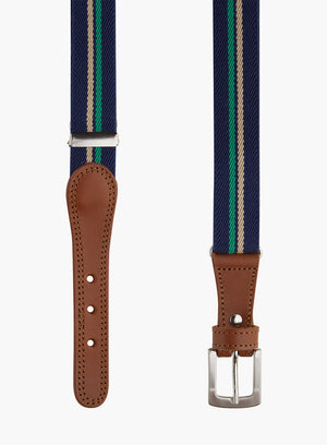 Elasticated Belt in Navy/Sage Stripe