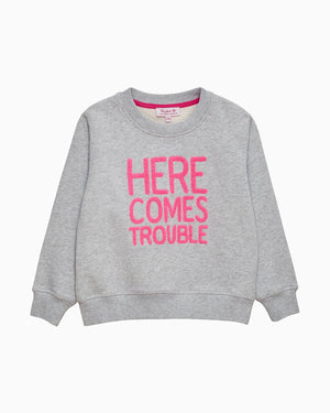 Confiture Sweatshirt Here Comes Trouble Sweatshirt in Grey/Pink