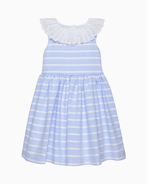 Stripe Broderie Collar Dress