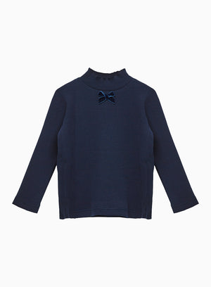 Grace Bow Jersey Top in Navy