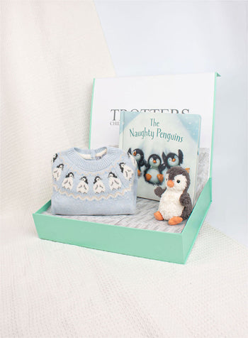 Baby Blue Pip Penguin Knitted Gift Set