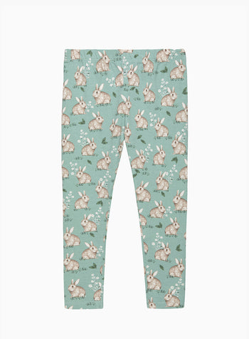 Jersey Leggings in Pale Green Bunny