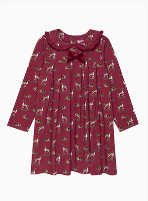 Deer Jersey Dress in Berry