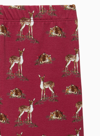 Deer Jersey Leggings in Berry