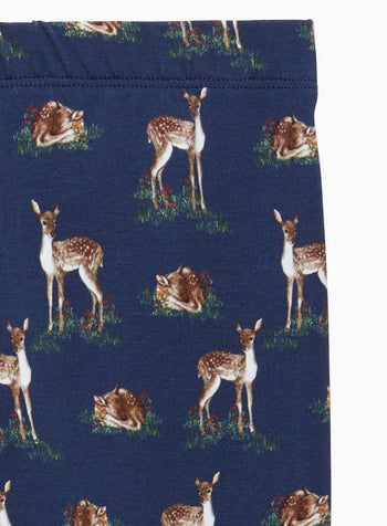 Deer Jersey Leggings in Navy