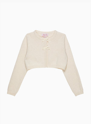 Martha Velvet Bow Cropped Cardigan