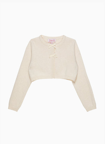 Martha Velvet Bow Cropped Cardigan