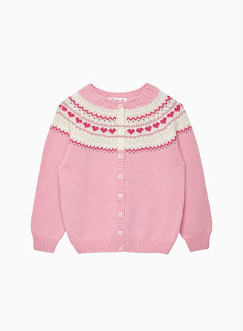 Natasha Fair Isle Cardigan in Pink