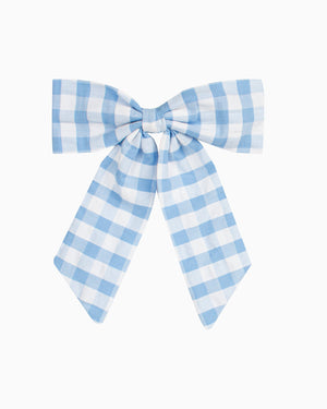 Confiture Clip Big Bow Hair Clip in Blue Gingham