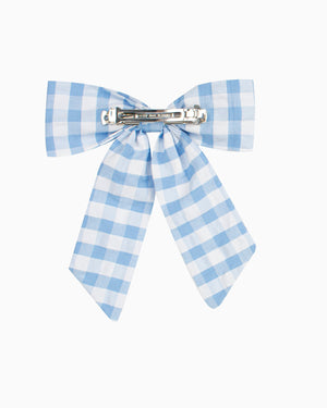 Confiture Clip Big Bow Hair Clip in Blue Gingham