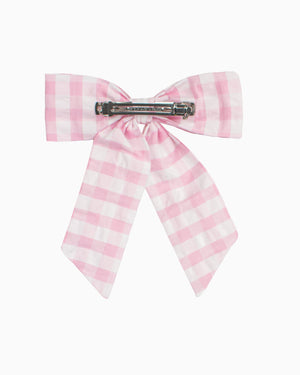 Confiture Clip Big Bow Hair Clip in Pink Gingham