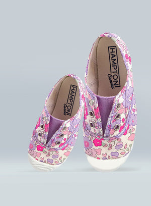 Hampton Canvas Plum Print Plimsolls in Lilac Betsy