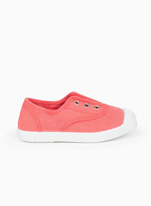 Hampton Canvas Plum Plimsolls in Coral