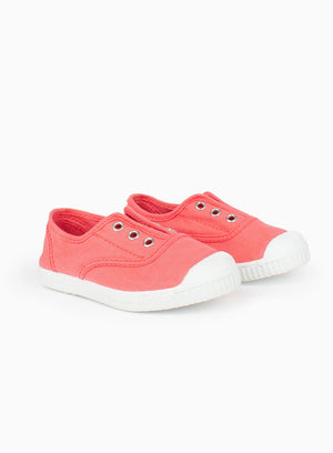 Hampton Canvas Plum Plimsolls in Coral