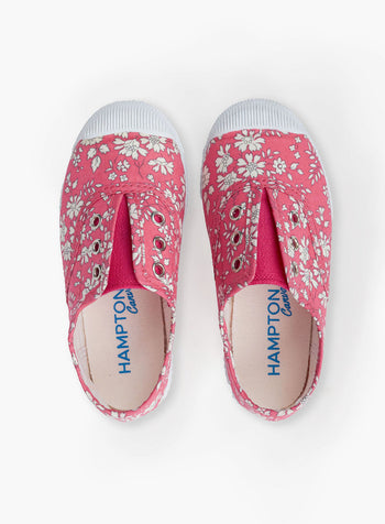 Hampton Canvas Plum Print Plimsolls in Bright Pink Capel