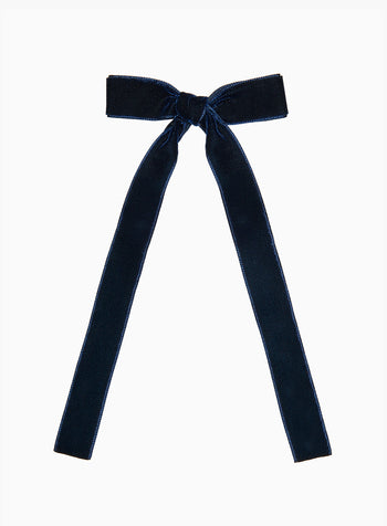 Large Velvet Bow Hair Clip in Navy