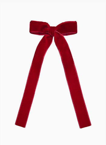 Large Velvet Bow Hair Clip in Red