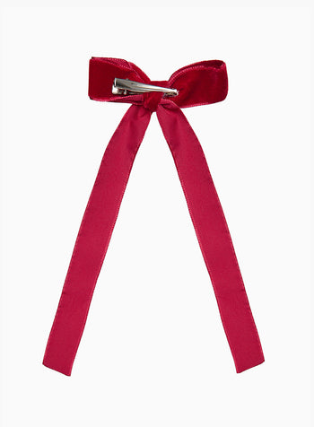 Large Velvet Bow Hair Clip in Red