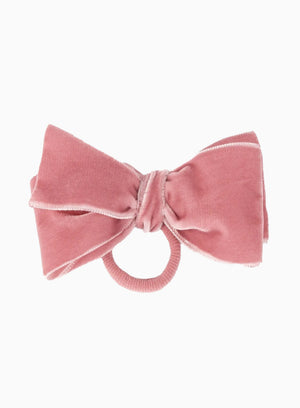 Velvet Bow Hair Bobble in Blush