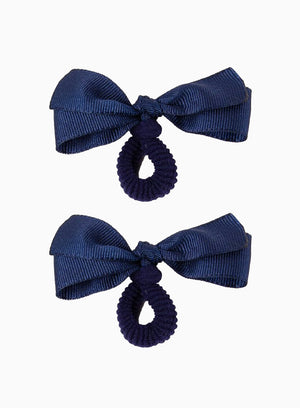 Mini Bow Hair Bobbles in Navy