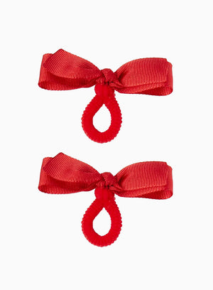 Mini Bow Hair Bobbles in Red